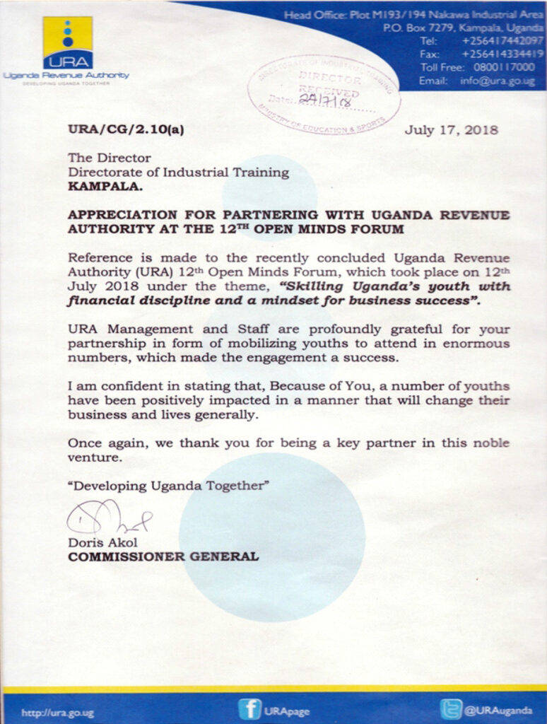 URA Certificate Of Appreciation